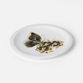 Gold Flower Butterfly met Black Orchid Papieren Bordje (Gekanteld)
