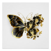 Gold Flower Butterfly met Black Orchid Perfect Poster (Voorkant)
