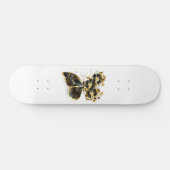 Gold Flower Butterfly met Black Orchid Persoonlijk Skateboard (Horizontaal)