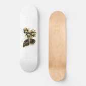 Gold Flower Butterfly met Black Orchid Persoonlijk Skateboard (Voorkant)