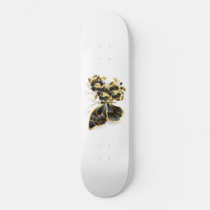 Gold Flower Butterfly met Black Orchid Persoonlijk Skateboard