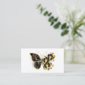 Gold Flower Butterfly met Black Orchid Plaatskaartje (Staand voorkant)