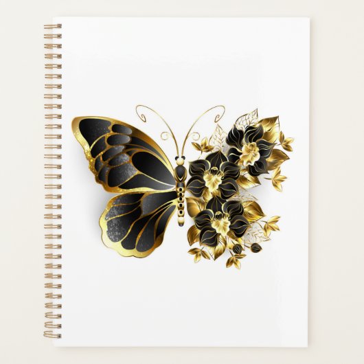 Gold Flower Butterfly met Black Orchid Planner (Voorkant)