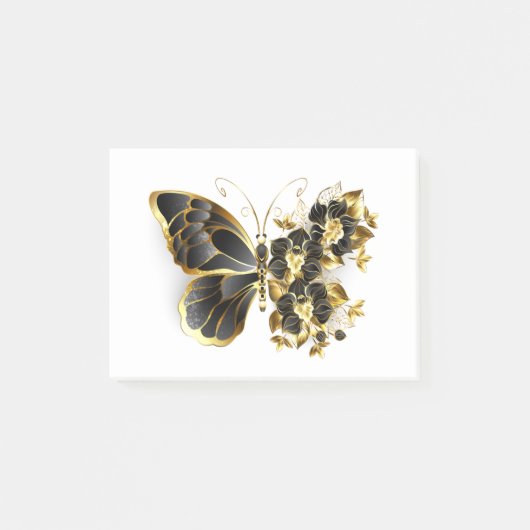 Gold Flower Butterfly met Black Orchid Post-it® Notes (Voorkant)