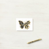 Gold Flower Butterfly met Black Orchid Post-it® Notes (Op bureau)