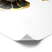 Gold Flower Butterfly met Black Orchid Poster (Hoek)