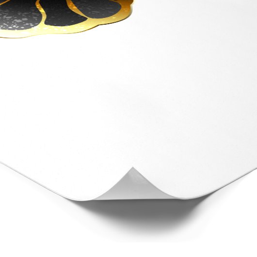 Gold Flower Butterfly met Black Orchid Poster (Hoek)