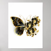 Gold Flower Butterfly met Black Orchid Poster (Voorkant)