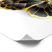 Gold Flower Butterfly met Black Orchid Poster (Hoek)