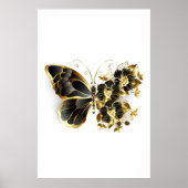Gold Flower Butterfly met Black Orchid Poster (Voorkant)