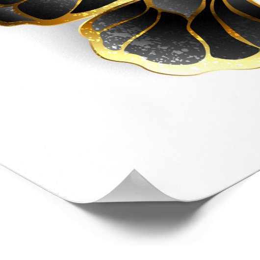 Gold Flower Butterfly met Black Orchid Poster (Hoek)