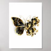 Gold Flower Butterfly met Black Orchid Poster (Voorkant)
