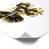 Gold Flower Butterfly met Black Orchid Poster (Hoek)