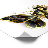 Gold Flower Butterfly met Black Orchid Poster (Hoek)