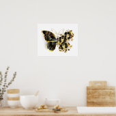 Gold Flower Butterfly met Black Orchid Poster (Keuken)