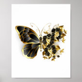 Gold Flower Butterfly met Black Orchid Poster (Voorkant)