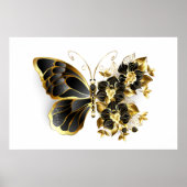Gold Flower Butterfly met Black Orchid Poster (Voorkant)