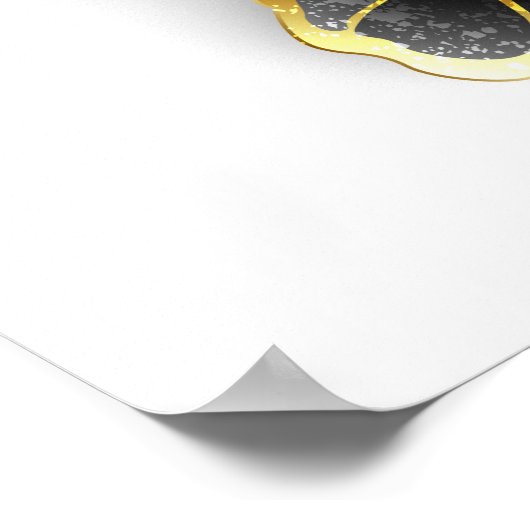 Gold Flower Butterfly met Black Orchid Poster (Hoek)