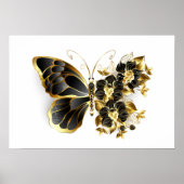 Gold Flower Butterfly met Black Orchid Poster (Voorkant)