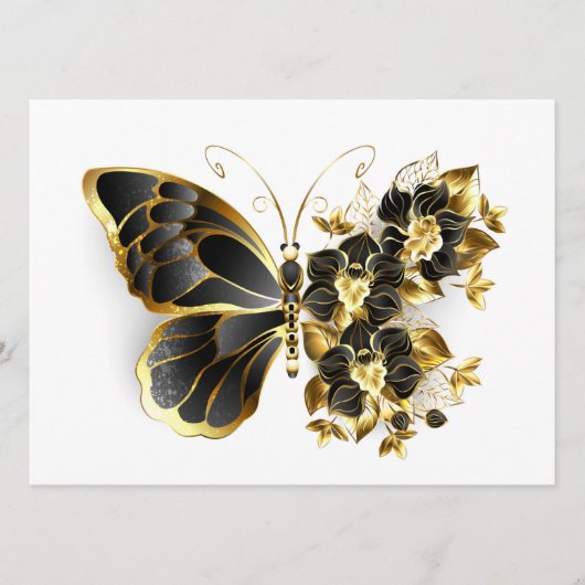 Gold Flower Butterfly met Black Orchid Programmakaart (Voorkant)