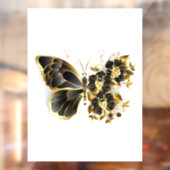 Gold Flower Butterfly met Black Orchid Raamsticker (Vel 2)