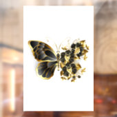 Gold Flower Butterfly met Black Orchid Raamsticker (Vel 2)