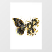 Gold Flower Butterfly met Black Orchid Raamsticker (Vel)
