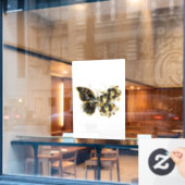 Gold Flower Butterfly met Black Orchid Raamsticker (Cafe Raam)