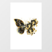 Gold Flower Butterfly met Black Orchid Raamsticker (Vel)