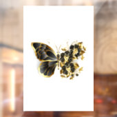 Gold Flower Butterfly met Black Orchid Raamsticker (Vel 2)