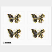 Gold Flower Butterfly met Black Orchid Rechthoekige Sticker (Vel)