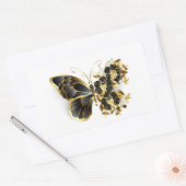 Gold Flower Butterfly met Black Orchid Rechthoekige Sticker (Envelop)