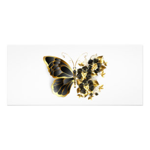 Gold Flower Butterfly met Black Orchid Reclamekaart