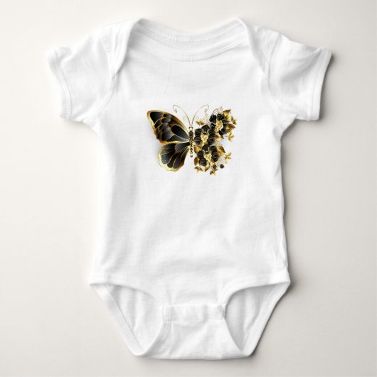Gold Flower Butterfly met Black Orchid Romper (Voorkant)