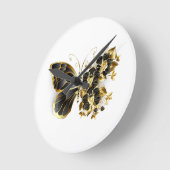 Gold Flower Butterfly met Black Orchid Ronde Klok (Hoek)