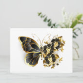 Gold Flower Butterfly met Black Orchid Save The Date (Staand voorkant)