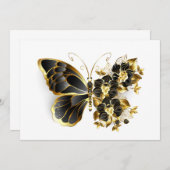 Gold Flower Butterfly met Black Orchid Save The Date (Voorkant / Achterkant)