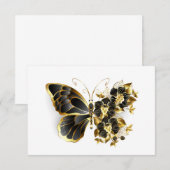Gold Flower Butterfly met Black Orchid Save The Date (Voorkant / Achterkant)