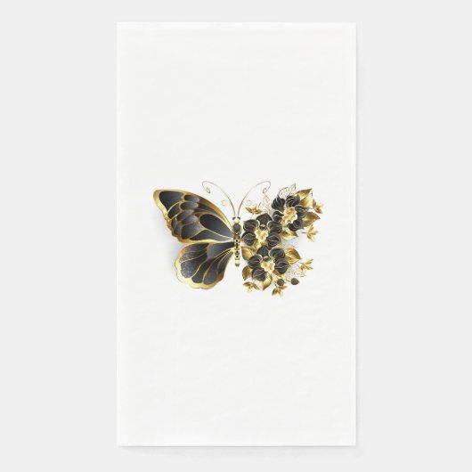 Gold Flower Butterfly met Black Orchid Servet (Voorkant)