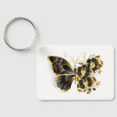 Gold Flower Butterfly met Black Orchid Sleutelhanger (Achterkant)