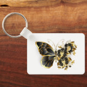 Gold Flower Butterfly met Black Orchid Sleutelhanger (Achterkant)