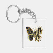 Gold Flower Butterfly met Black Orchid Sleutelhanger (Voorkant Links)