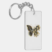 Gold Flower Butterfly met Black Orchid Sleutelhanger (Voorkant Links)