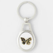 Gold Flower Butterfly met Black Orchid Sleutelhanger (Voorkant)