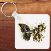 Gold Flower Butterfly met Black Orchid Sleutelhanger (Voorkant)