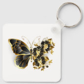 Gold Flower Butterfly met Black Orchid Sleutelhanger (Achterkant)