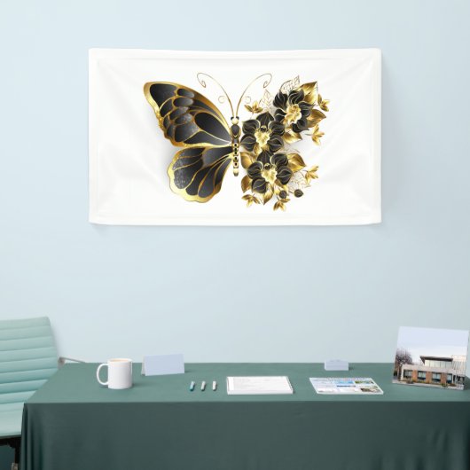 Gold Flower Butterfly met Black Orchid Spandoek (Beurs)