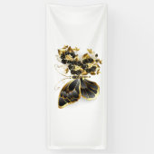 Gold Flower Butterfly met Black Orchid Spandoek (Verticaal)