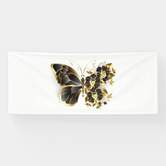 Gold Flower Butterfly met Black Orchid Spandoek (Horizontaal)