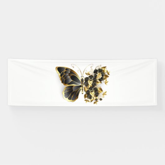 Gold Flower Butterfly met Black Orchid Spandoek (Horizontaal)